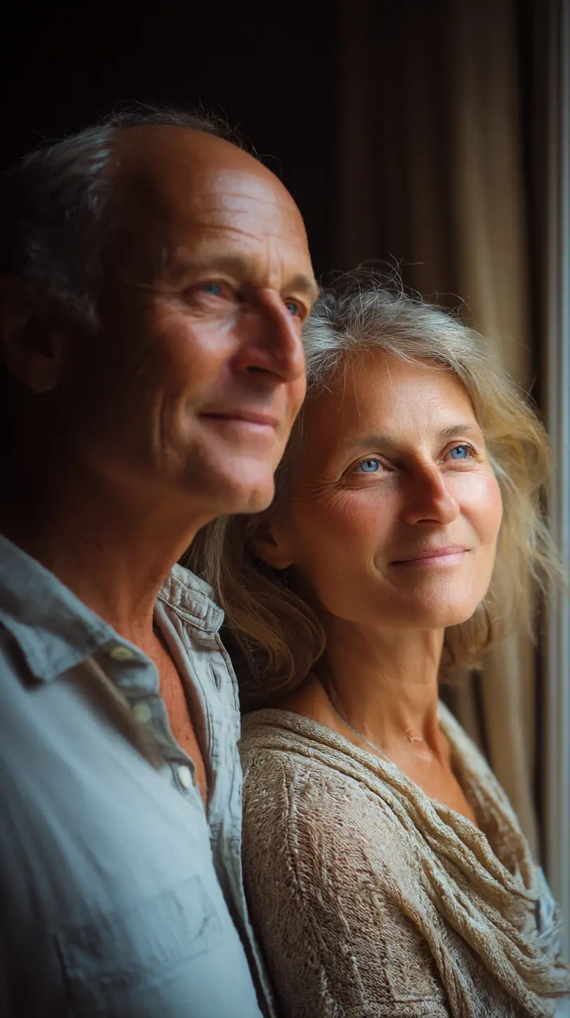 Un couple propriétaire dans son intérieur, sereinement, sans avoir à vendre son bien